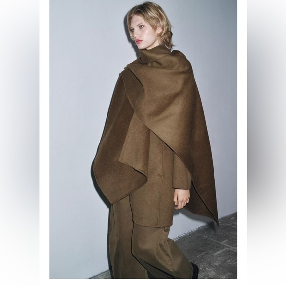 ZARA WOOL BLEND CAPE COAT